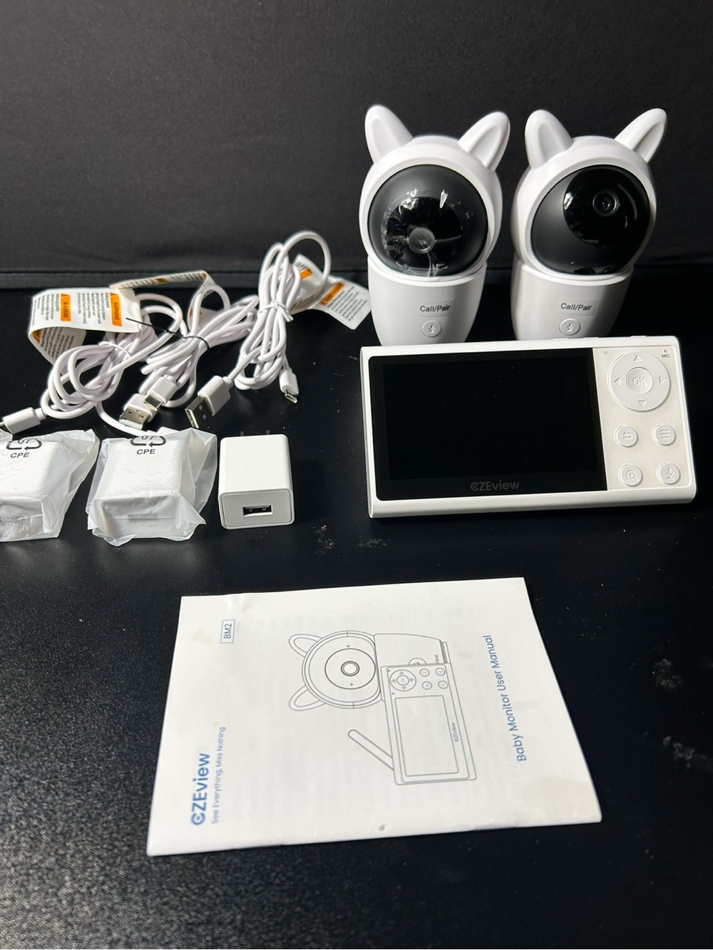 CZEview BM2 dual camera baby monitor system with 4.3” screen & 2 pan tilt camera